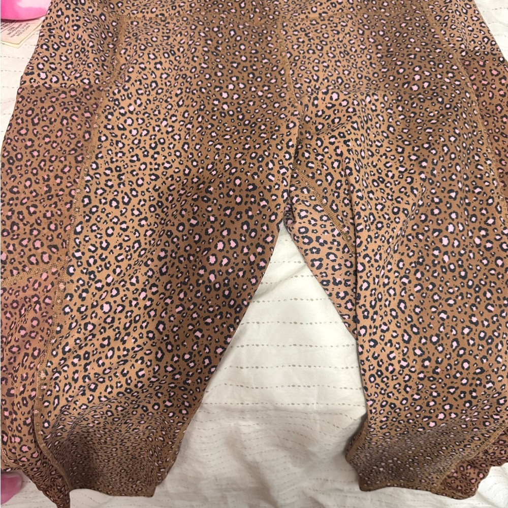 Fabletics Leopard Print Leggings - Brown and Pink